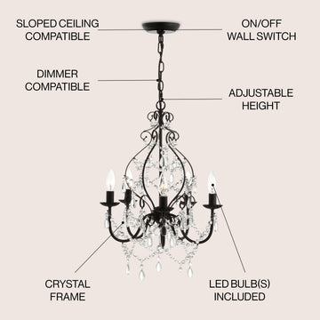 Maura 17" Crystal/Metal LED Chandelier - JONATHAN Y